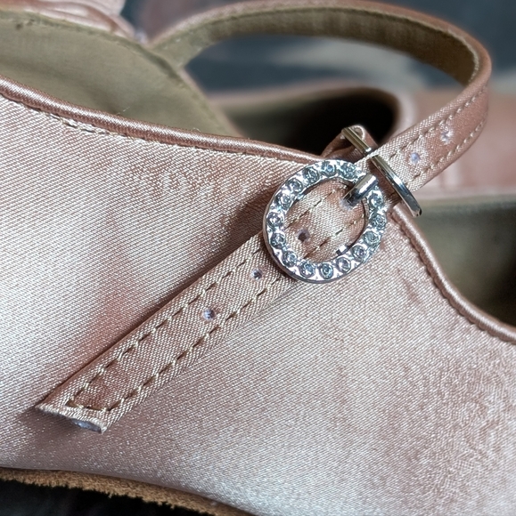 Peach Satin Dance Heels - Picture 3 of 9
